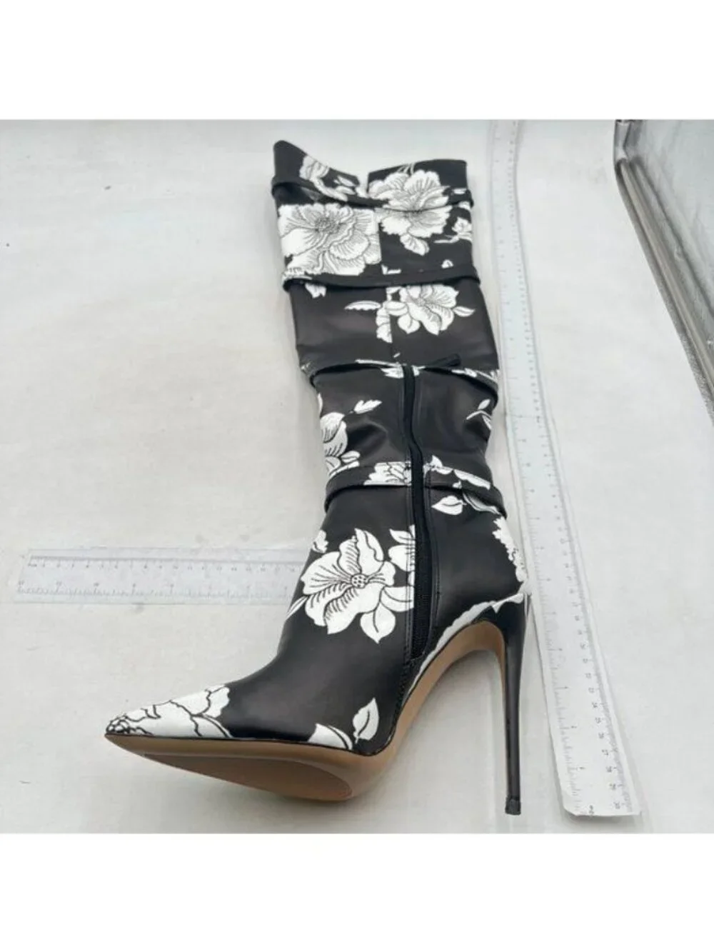 XYD Women Stiletto High Heel Over The Knee Boots Pointed Toe Buckled Strappy